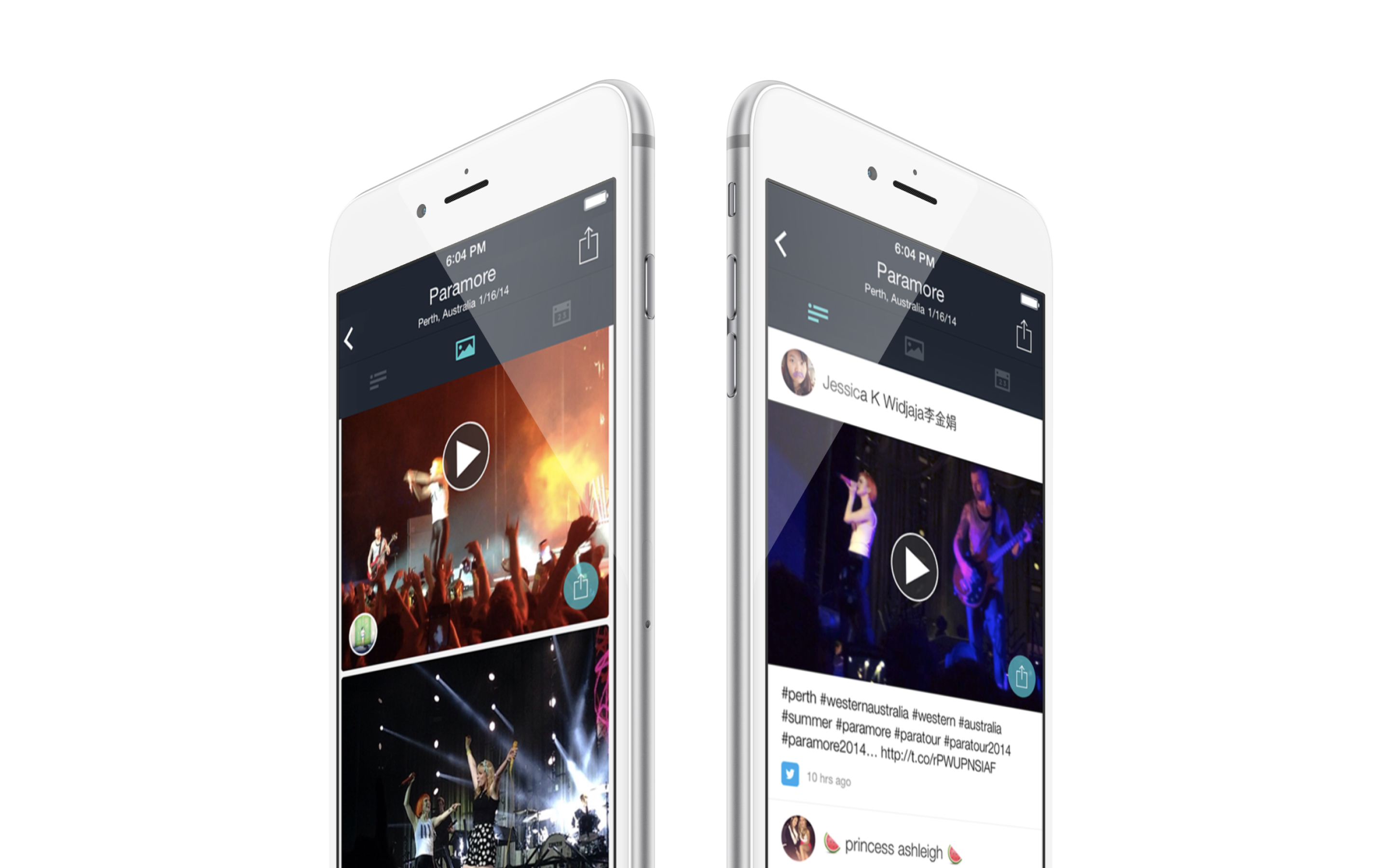 Banjo · live event view on iPhone, Paramore concert