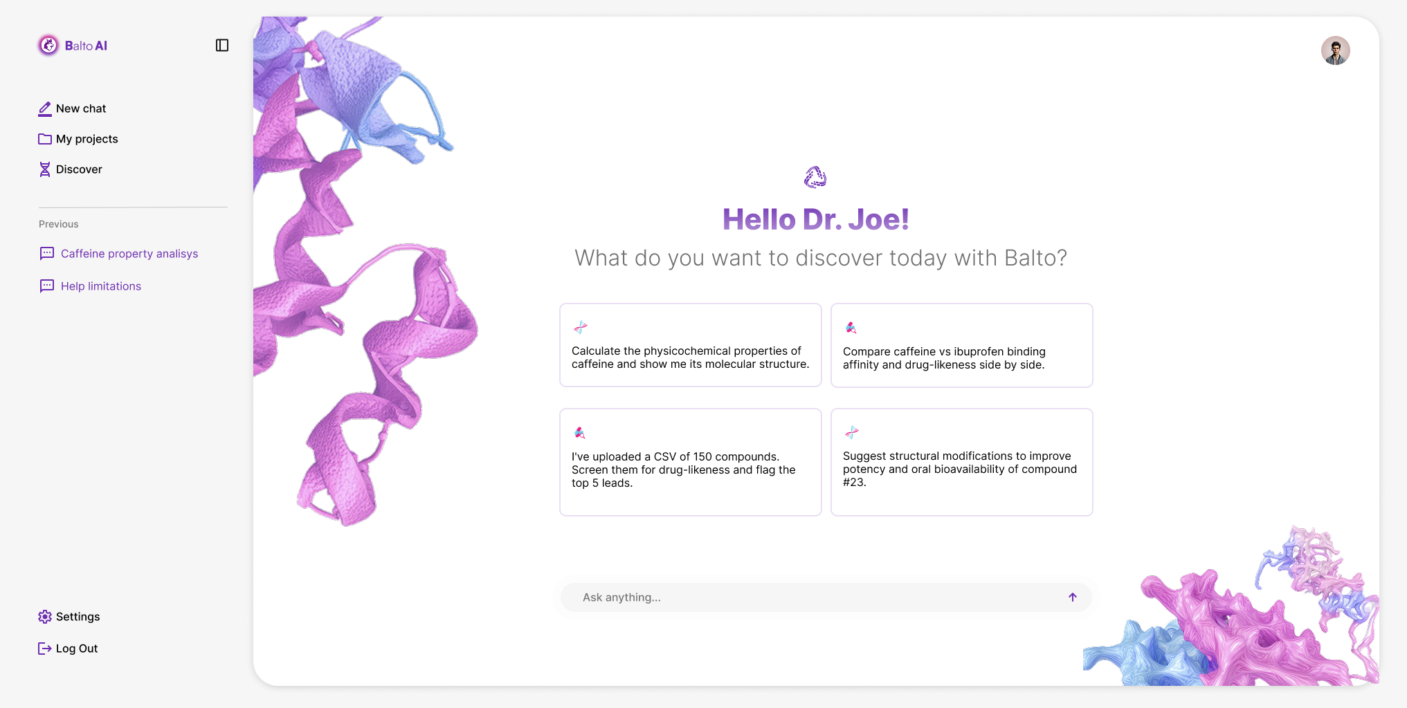 Balto · Hello Dr. Joe welcome screen